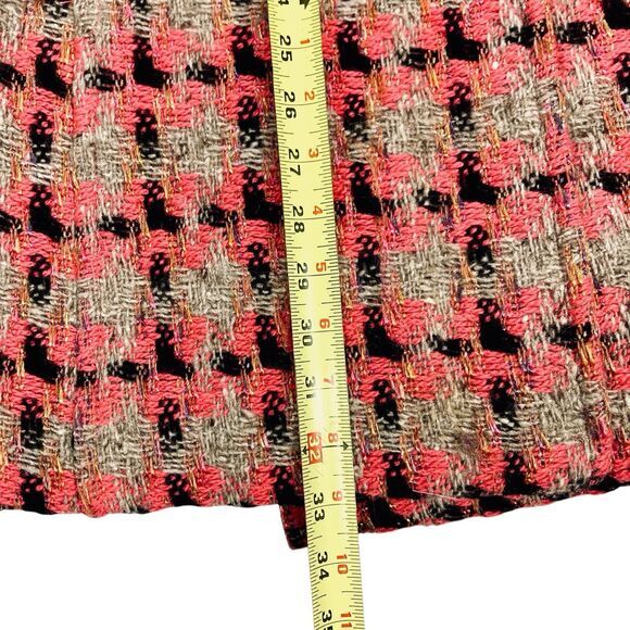 Liquid Wool Blend Tweed Long Coat Sz 2 Brown Orange Plaid Preppy Elegant PeaCoat - Picture 13 of 16